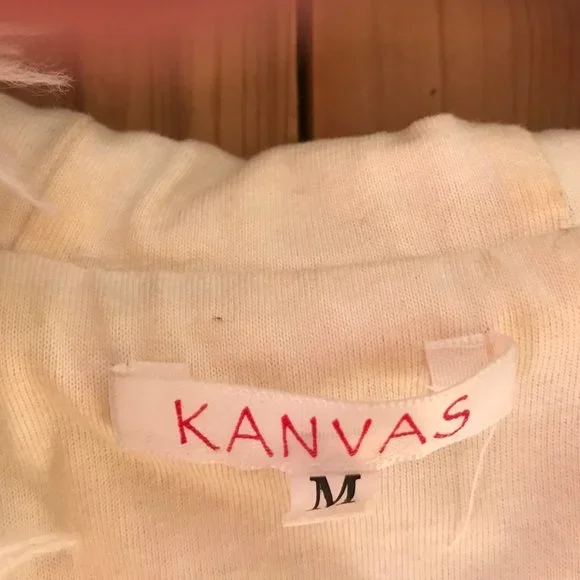 Faux fur white vest with hood in size M by Kanvas - Picture 5 of 7